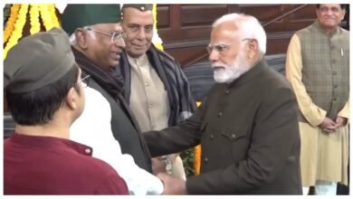 Netaji birth anniversary: PM Modi shakes hands with Congress president Mallikarjun Kharge